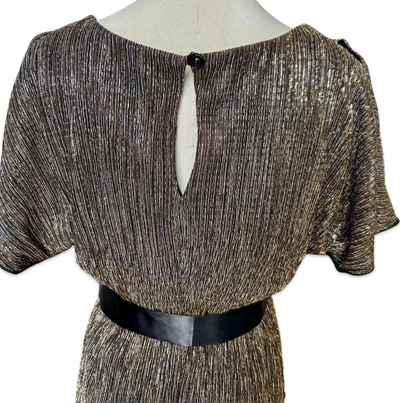 Women's TRADITION Vintage Gold, Silver, and Black Slit Sleeve Blouse Size Small - Picture 11 of 15